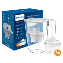 Jarra de agua filtrante Philips 3,4 L + 3 filtros Micro X-Clean (filtra PFAS) AWP2953WHT3