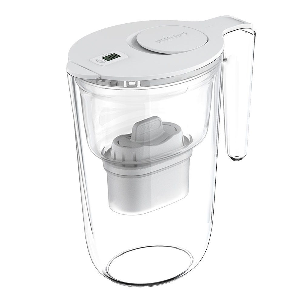 Jarra de agua filtrante Philips 2.6L + 12 filtros Micro X-Clean (filtra PFAS) AWP2933WHT12