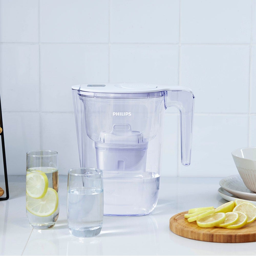 Jarra de agua filtrante Philips 3,4 L + 3 filtros Micro X-Clean (filtra PFAS) AWP2953WHT3