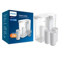Jarra de agua filtrante Philips Micro X-Clean Instant + Filtros de agua (3 uds.) AWP2980WH3