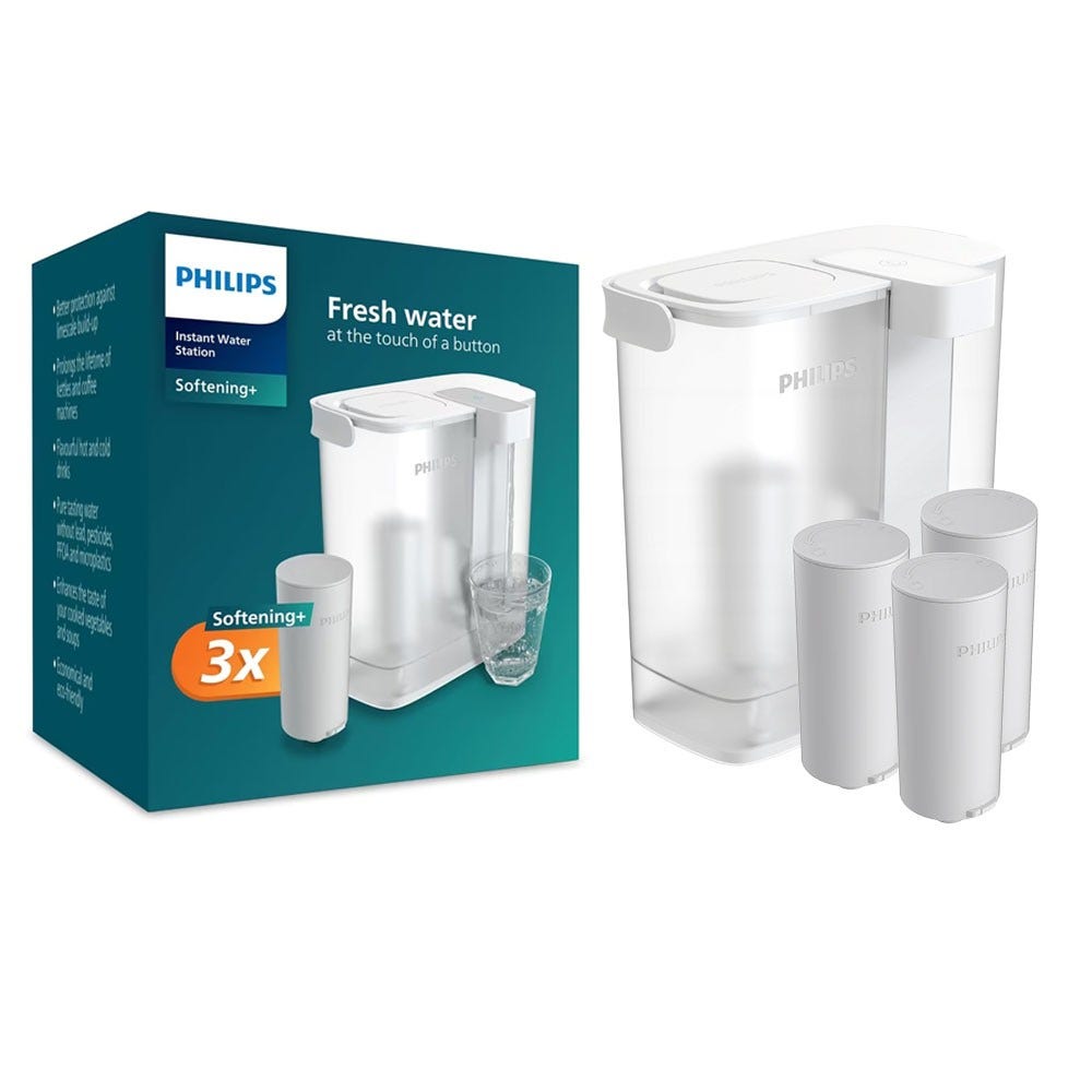 Jarra de agua filtrante Philips Micro X-Clean Instant + Filtros descalcificadores (3 uds.) AWP2980WHS3