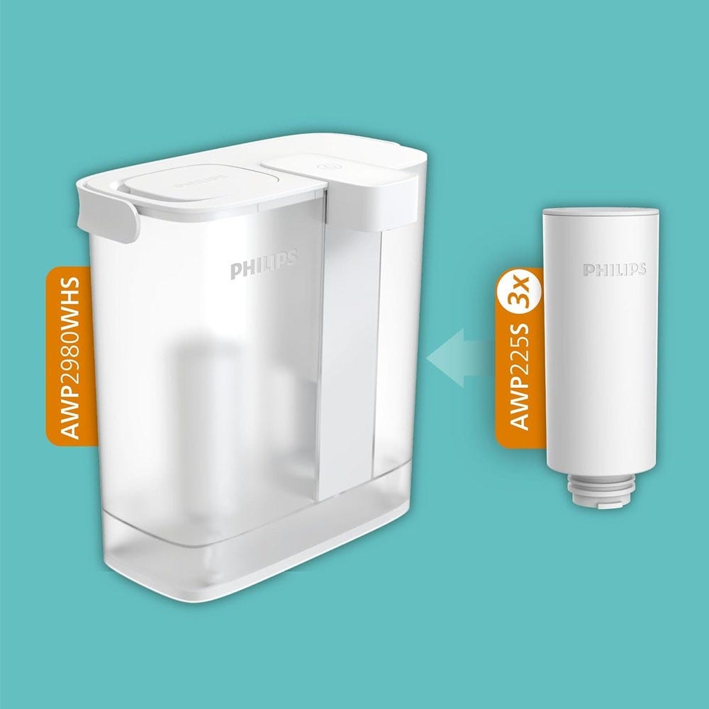 Jarra de agua filtrante Philips Micro X-Clean Instant + Filtros descalcificadores (3 uds.) AWP2980WHS3