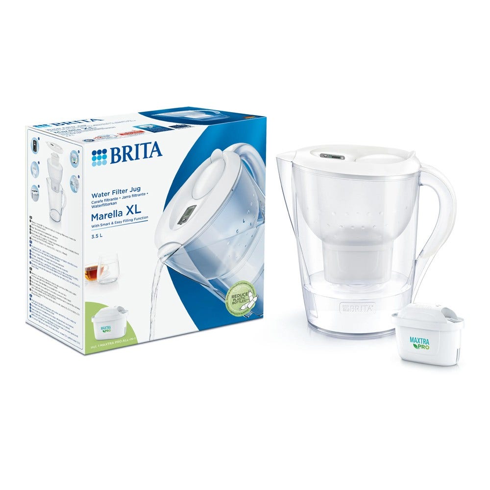 Jarra BRITA Marella XL blanca + filtro MAXTRA PRO PURE PERFORMANCE 1051123
