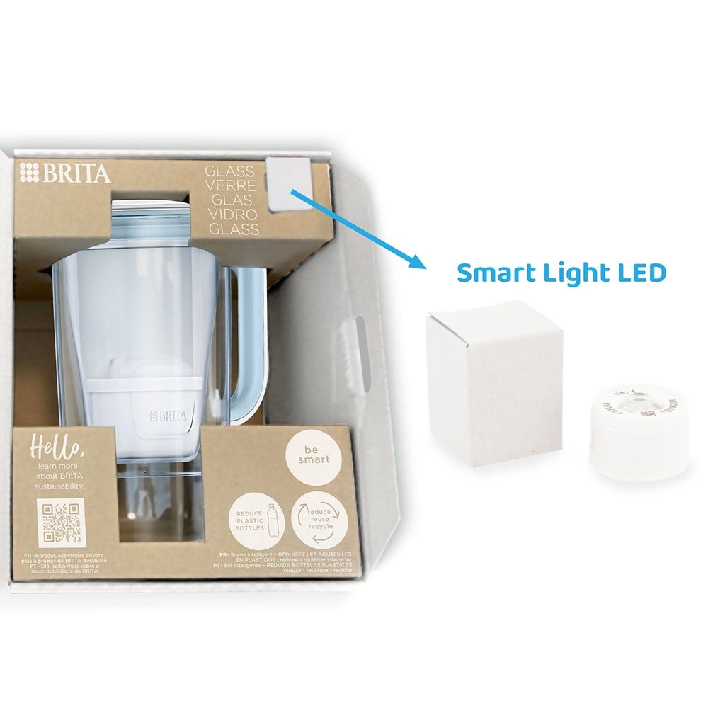Jarra de cristal filtrante BRITA 2.5L + 7 Filtros de Agua MAXTRA PRO (filtra PFAS)