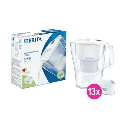 Jarra de agua con filtro BRITA Aluna + 13 filtros MAXTRA PRO (filtra PFAS)
