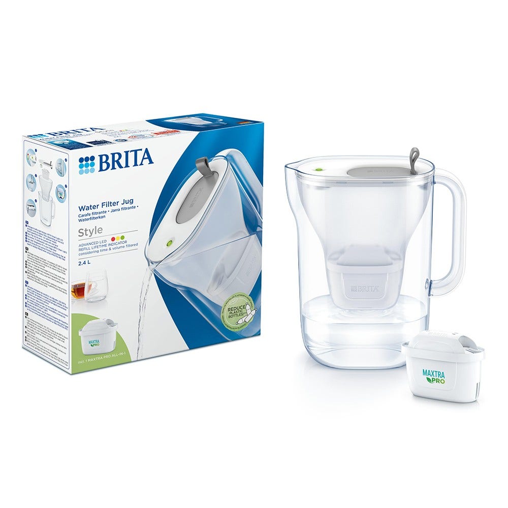 Jarra de agua con filtro BRITA Style 2.4L + filtro de agua MAXTRA PRO 1051125 (filtra PFAS)