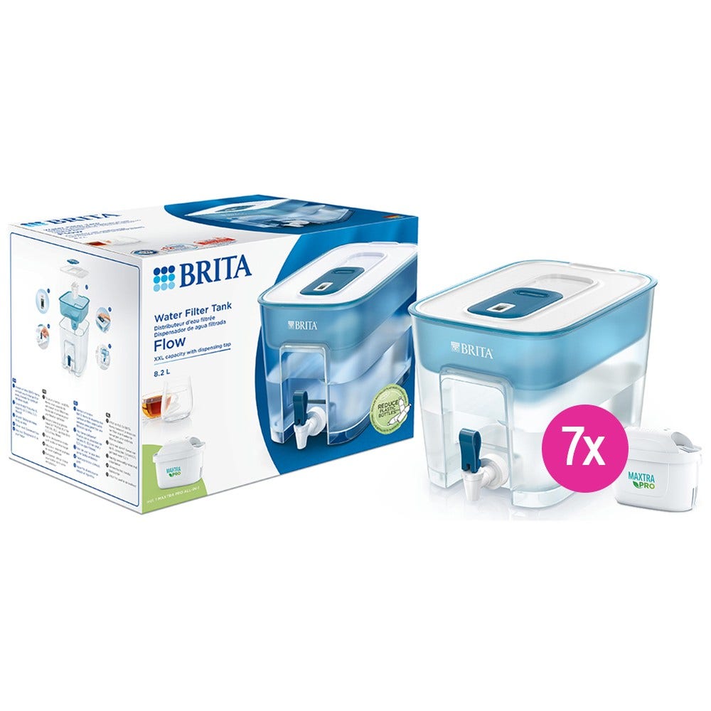 Depósito filtrante BRITA Flow + 7 filtros de agua MAXTRA PRO (filtra PFAS)