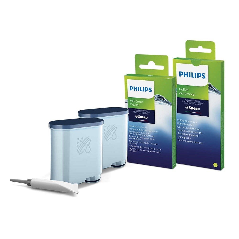Philips / Saeco Set de mantenimiento para cafetera Filtro de agua + Limpiador de leche + Tabletas de limpieza