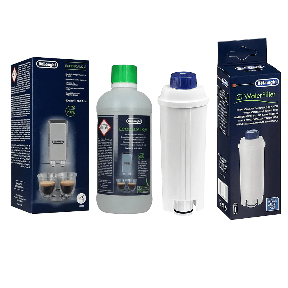 Set de mantenimiento para cafetera Delonghi Filtro de agua + Descalcificador (500ml)