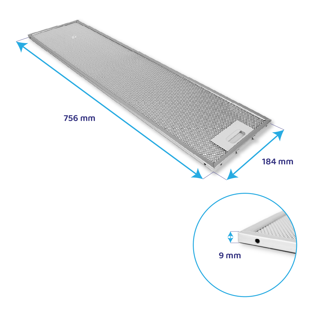 Filtro metálico 756x184mm compatible con Samsung DG81-02611A