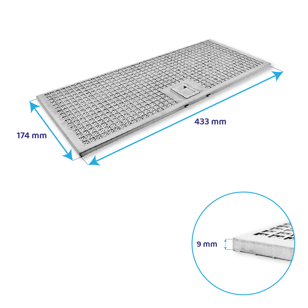 Filtro metálico Elica 433x174mm GRI0098843A