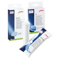 Set de mantenimiento para máquinas de café Jura compatible con filtro de agua + pastillas de limpieza + pastillas descalcificadoras