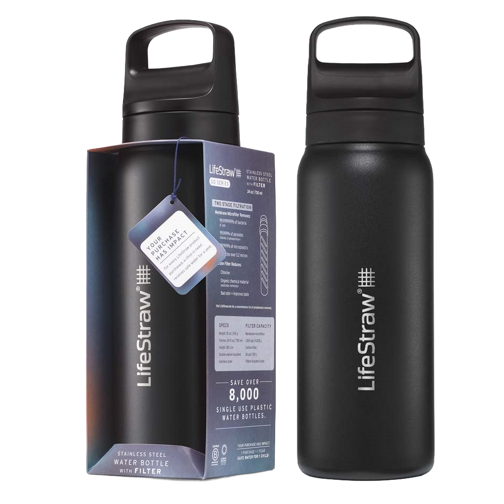 Botella de acero inoxidable LifeStraw Go 2.0 Series Negra (1000 ml)