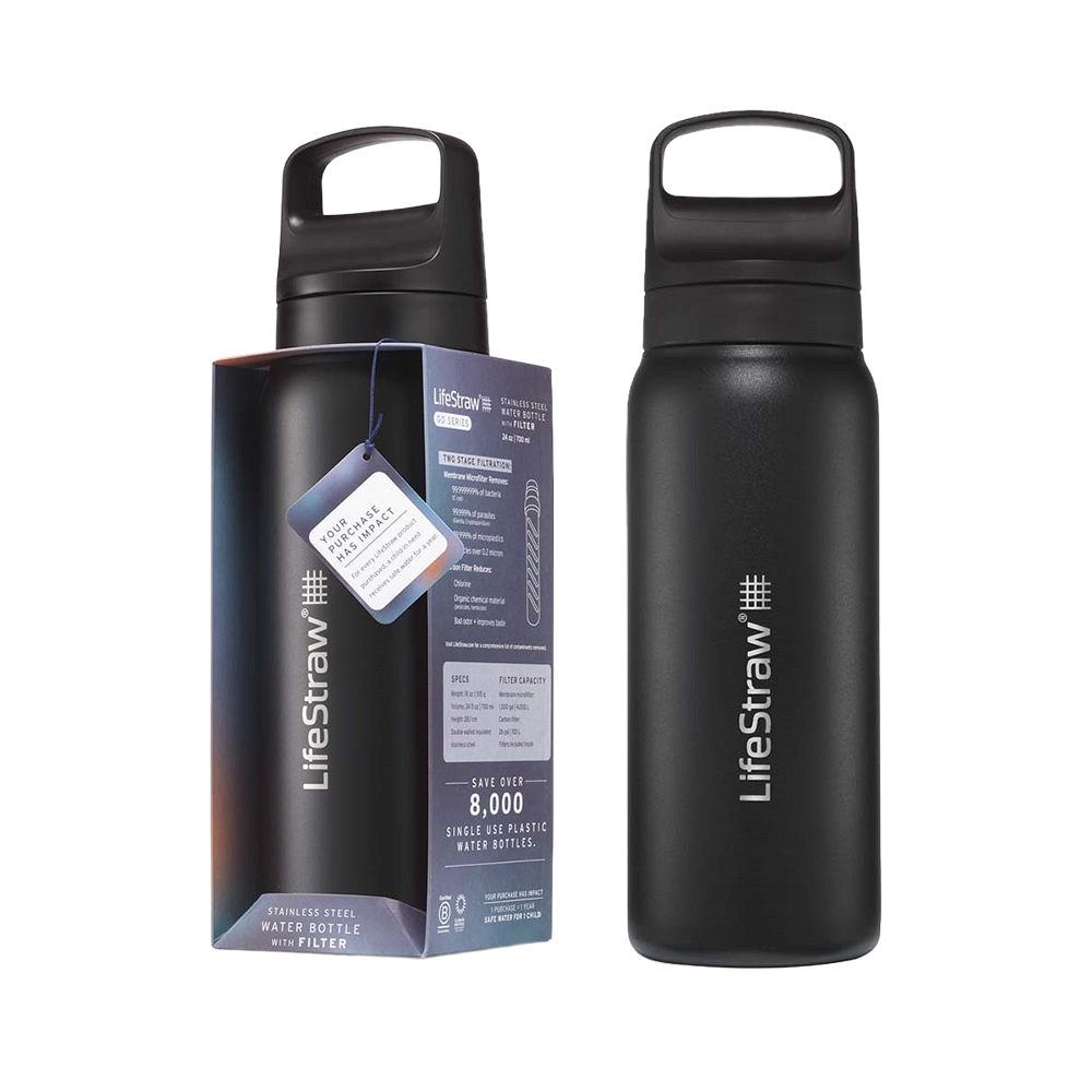 Botella de acero inoxidable LifeStraw Go 2.0 Series Negra (700 ml)