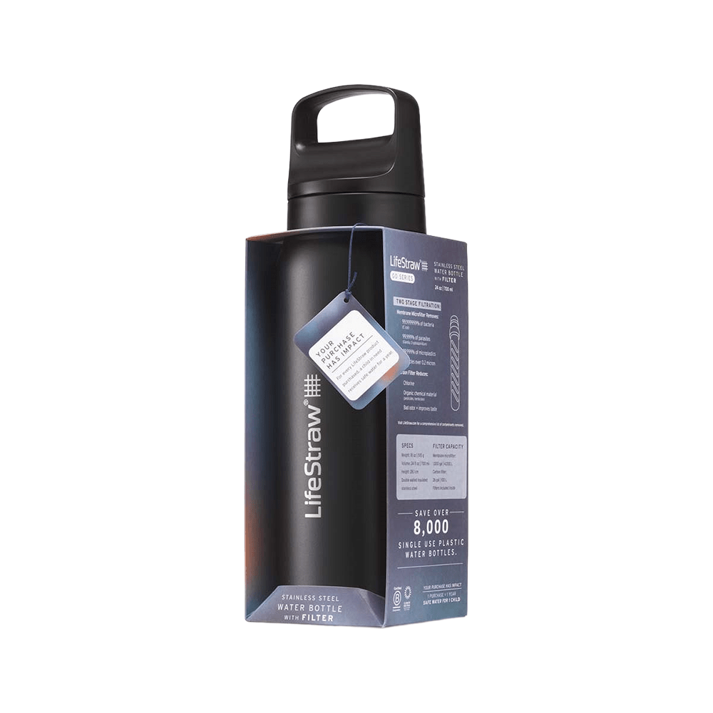 Botella de acero inoxidable LifeStraw Go 2.0 Series Negra (700 ml)