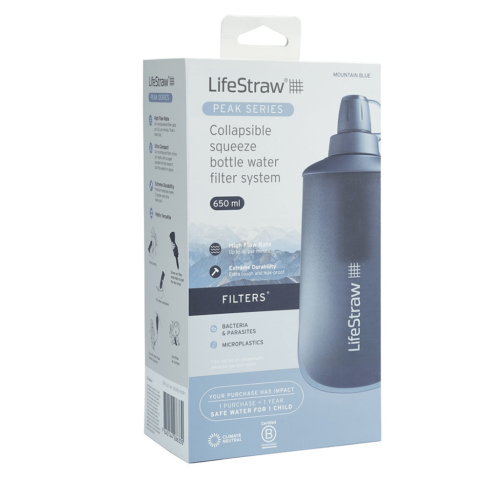 LifeStraw Peak Series Botella Plegable Exprimible 650ml Azul Montaña