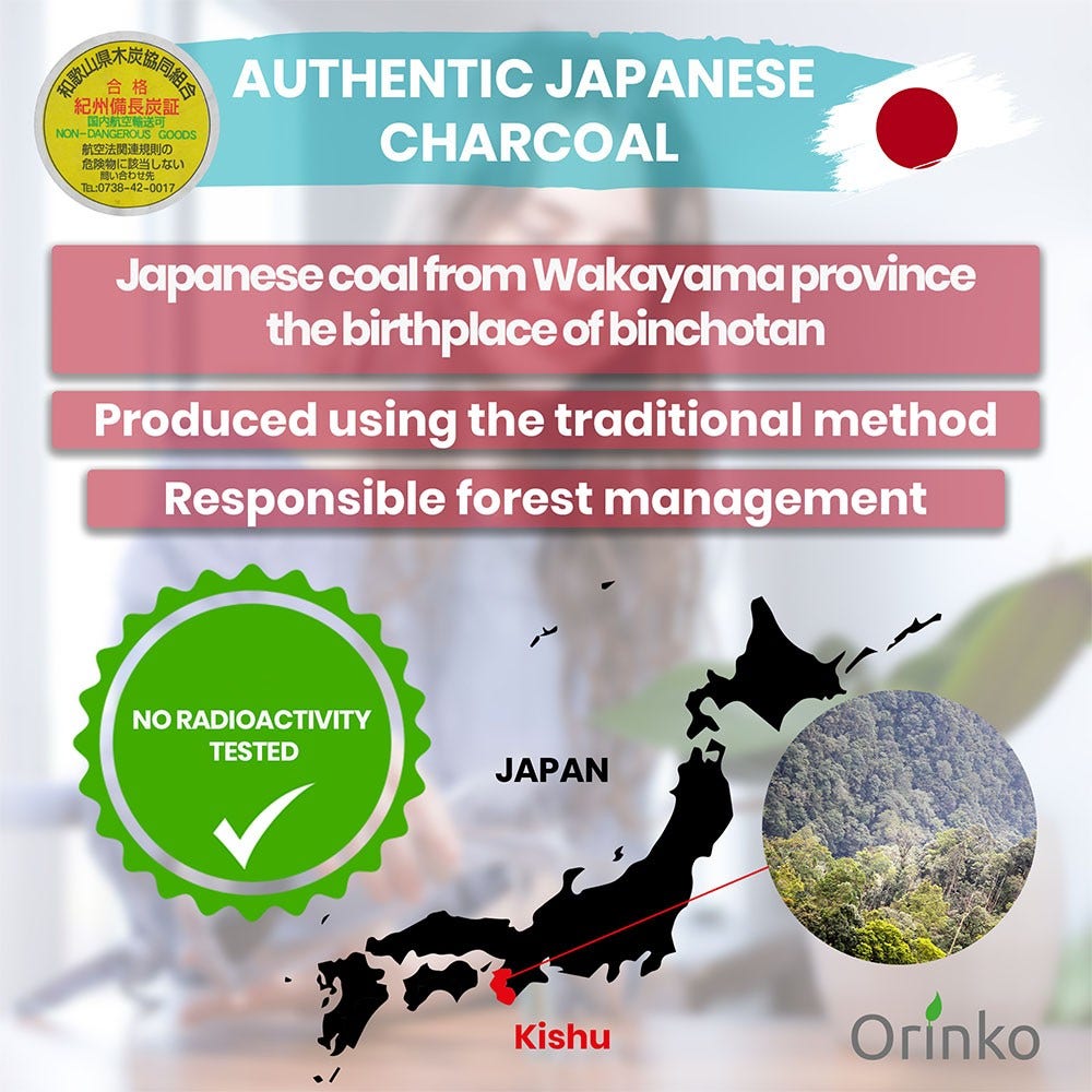 Filtro de carbón Orinko binchotan japonés (3 uds.)