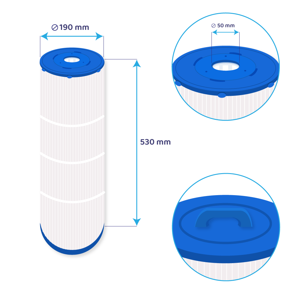 Filtro de cartucho para piscina compatible con Weltico C5 / 62615