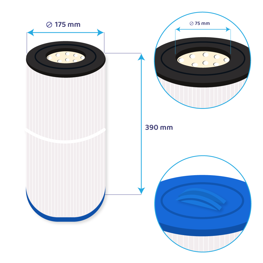 Filtro de cartucho para piscina compatible con Filtrinov MX18 / MX25