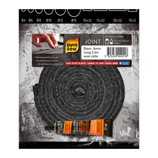 Pyrofeu Junta para estufa de leña 6mm Ø + Pegamento