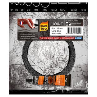 Pyrofeu junta para estufa de leña 15x1,2mm + Pegamento