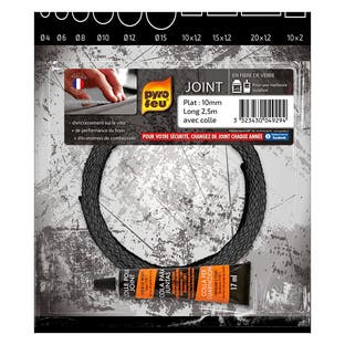 Pyrofeu Junta para estufa de leña 10x1,2mm + Pegamento