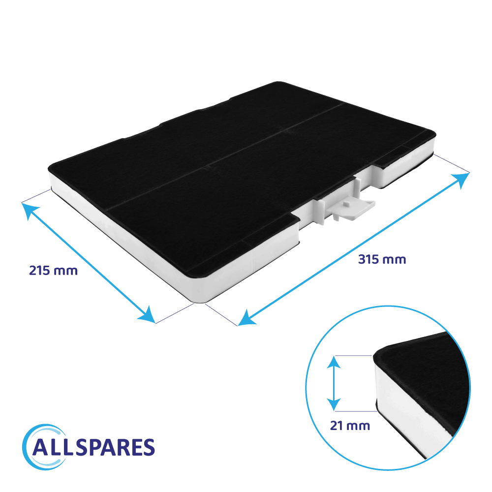 Filtro de carbono compatible con 11026771 / DHZ5345 / 705432 AllSpares para una anchura de conducto de 345 mm