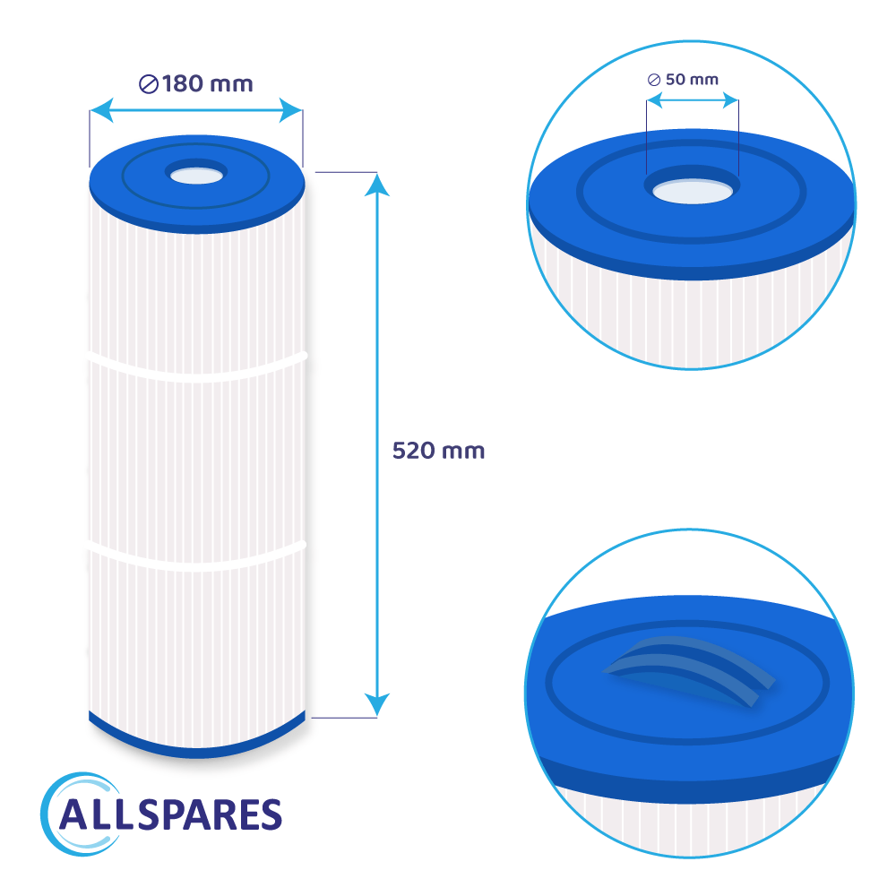 Filtro de cartucho para piscina compatible con Weltico C5 / 62615