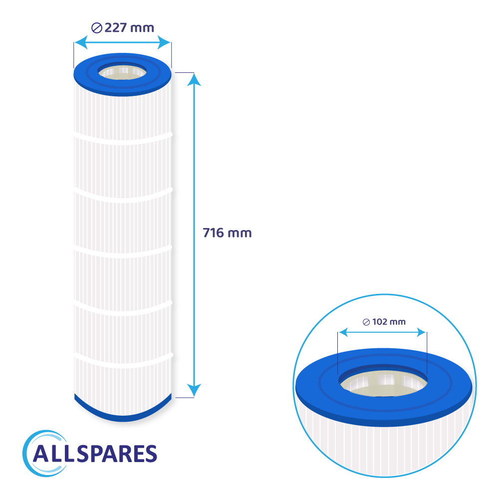 Filtro de cartucho para piscina compatible con Sta-Rite Posi-Clear PXC-125 / 25230-0125S
