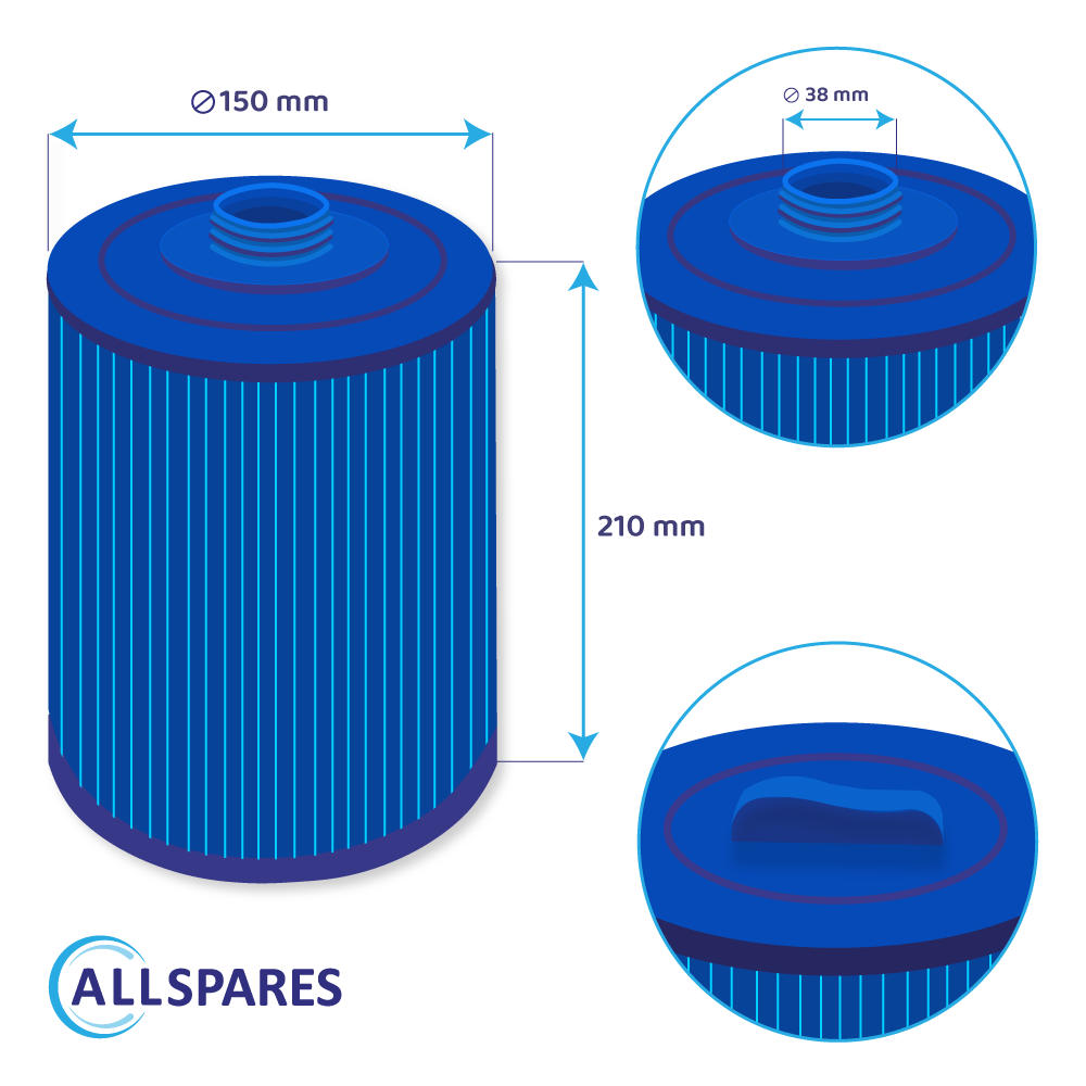 Filtro de cartucho spa compatible con SC714-S / 60401M / PWW50P3-M (antibacteriano)