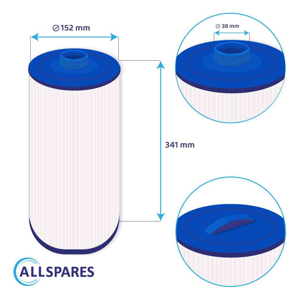 Filtro de cartucho spa compatible con PTL50W-SV-P-4 / 6CH-50