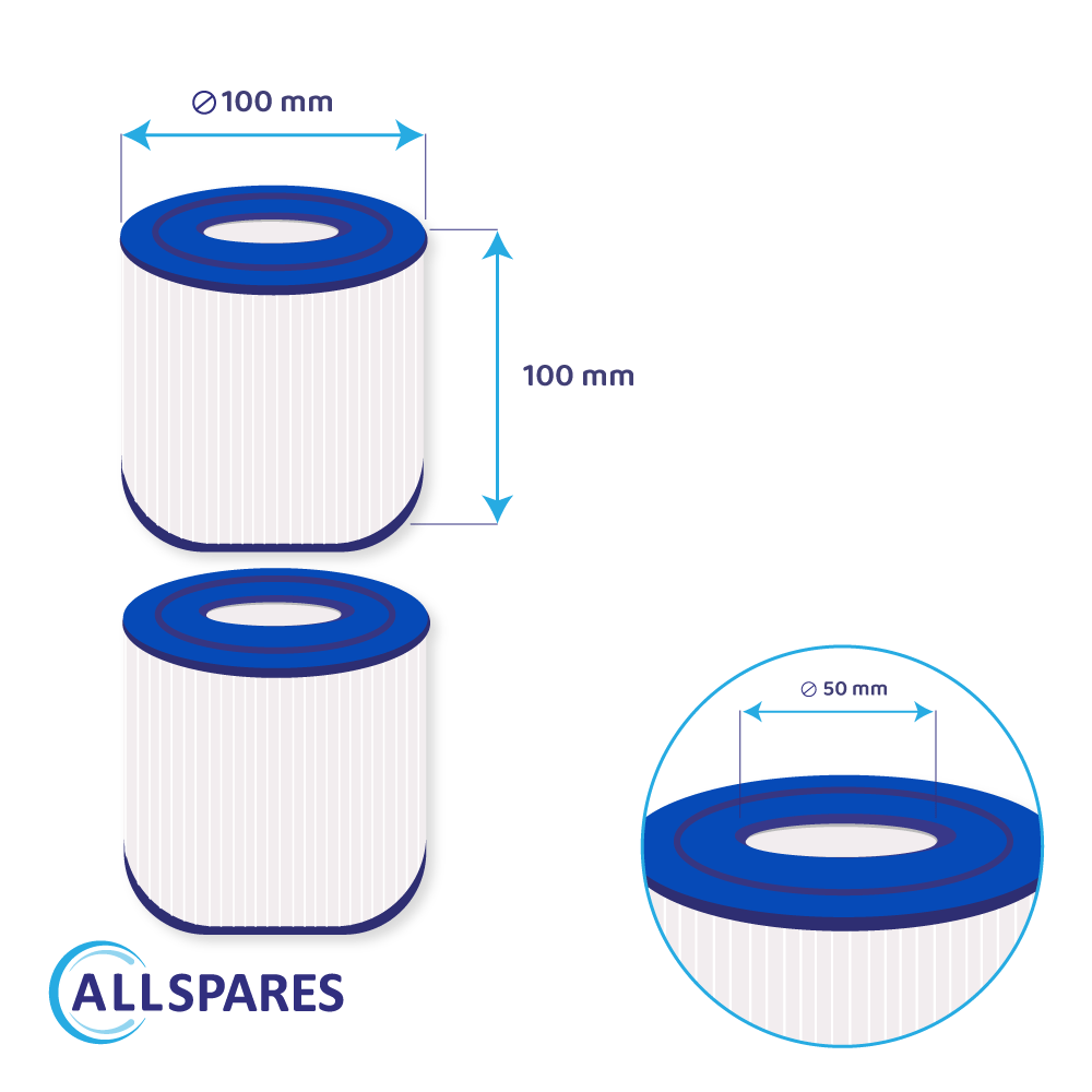 Filtro de cartucho para spa compatible con PWW10 / 40101 / WW10 / WW20 (x2) 