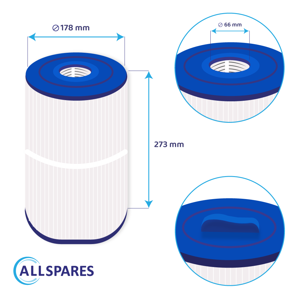 Filtro de cartucho para spa compatible con Caldera 1019401 / 75017 / PCD50N / C-7350 / CA50