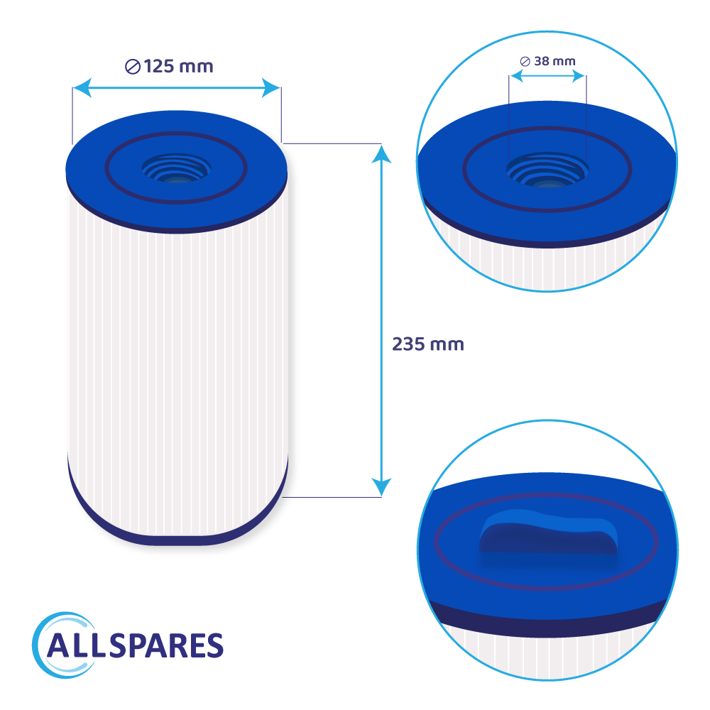 Filtro de cartucho para spa compatible con Waterway / Master Spa / PWW35L / 4CH-935 / DL850 / 40262