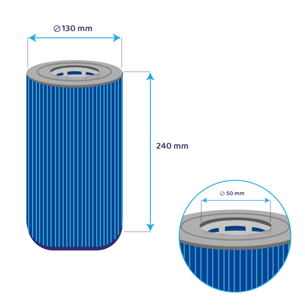 Filtro de agua spa compatible con Wellis Spa AKU0116 / AKU1608 - Darlly SC705-S / 40353 (antibacteriano)