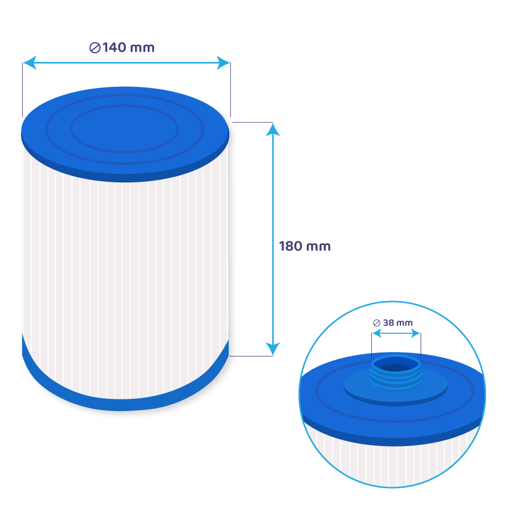 Filtro de agua spa compatible con Jazzi Spa 52511 / BL25 / JZ25SAE / PWL25P3 / SC752