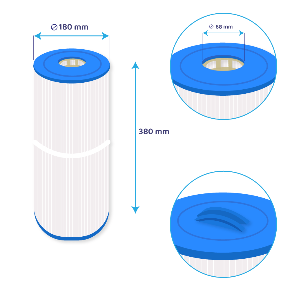 Filtro de agua Spa compatible con Caldera 75 / PCD75N / C-7375 / 77515 / SC787