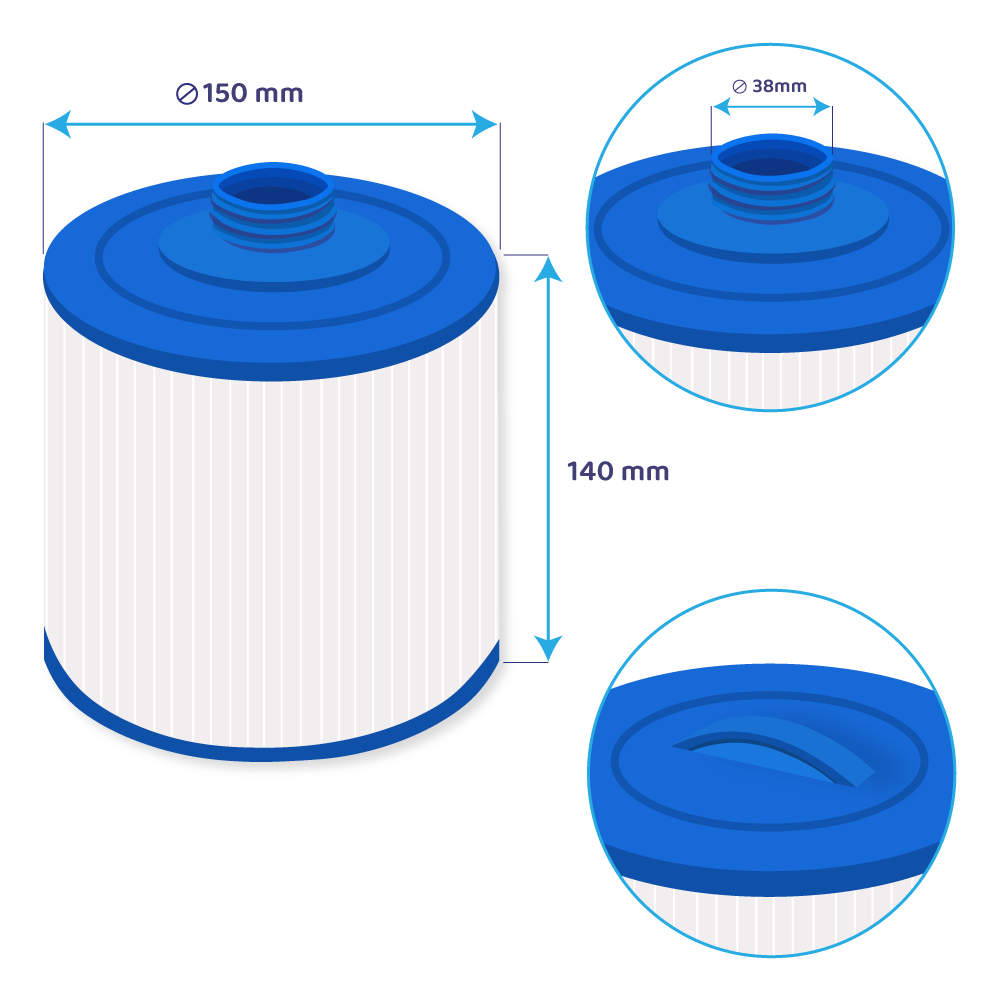 Filtro de agua spa compatible con Sunrise PWW25SV-P3 / 6CH-924 / 60257 / SC798