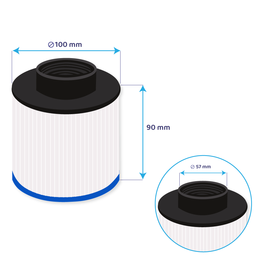Filtro de agua spa compatible con Aquaspa / Be Spa / Water Health / Sunbay / Ospazia / Sunbay / SC803 / 40059 (2x)