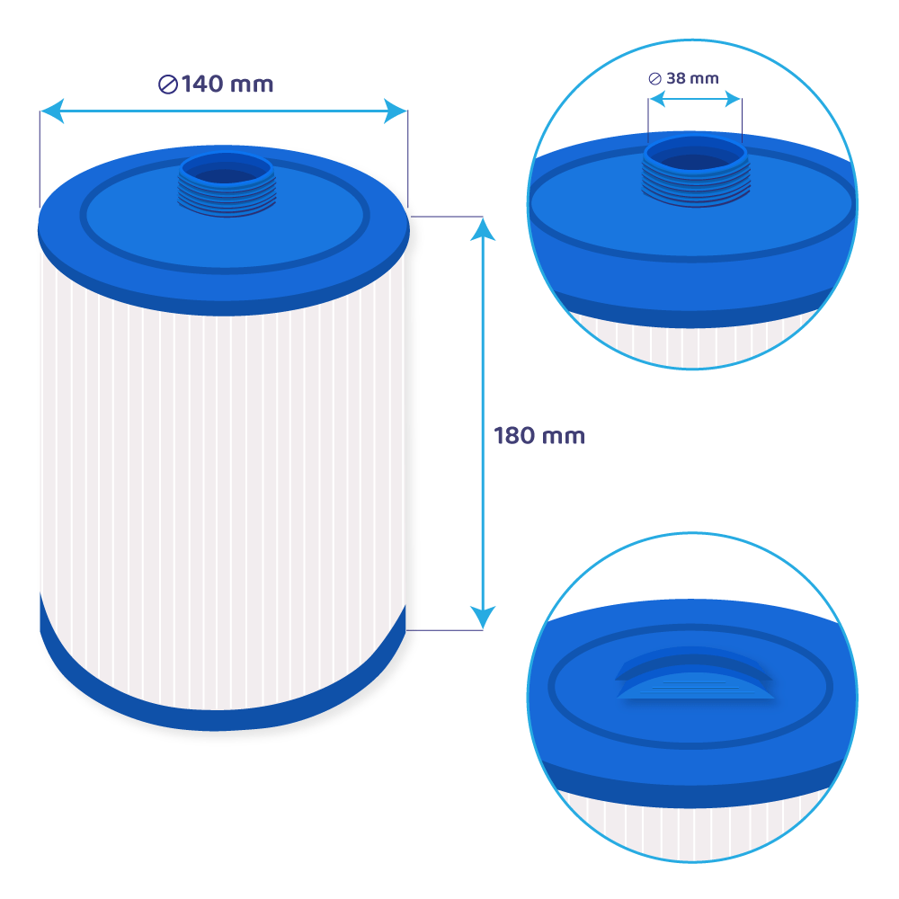 Filtro de agua spa compatible con Wellis AKU1610 / AM00423 / SC809 / 50653 / PWL25P4
