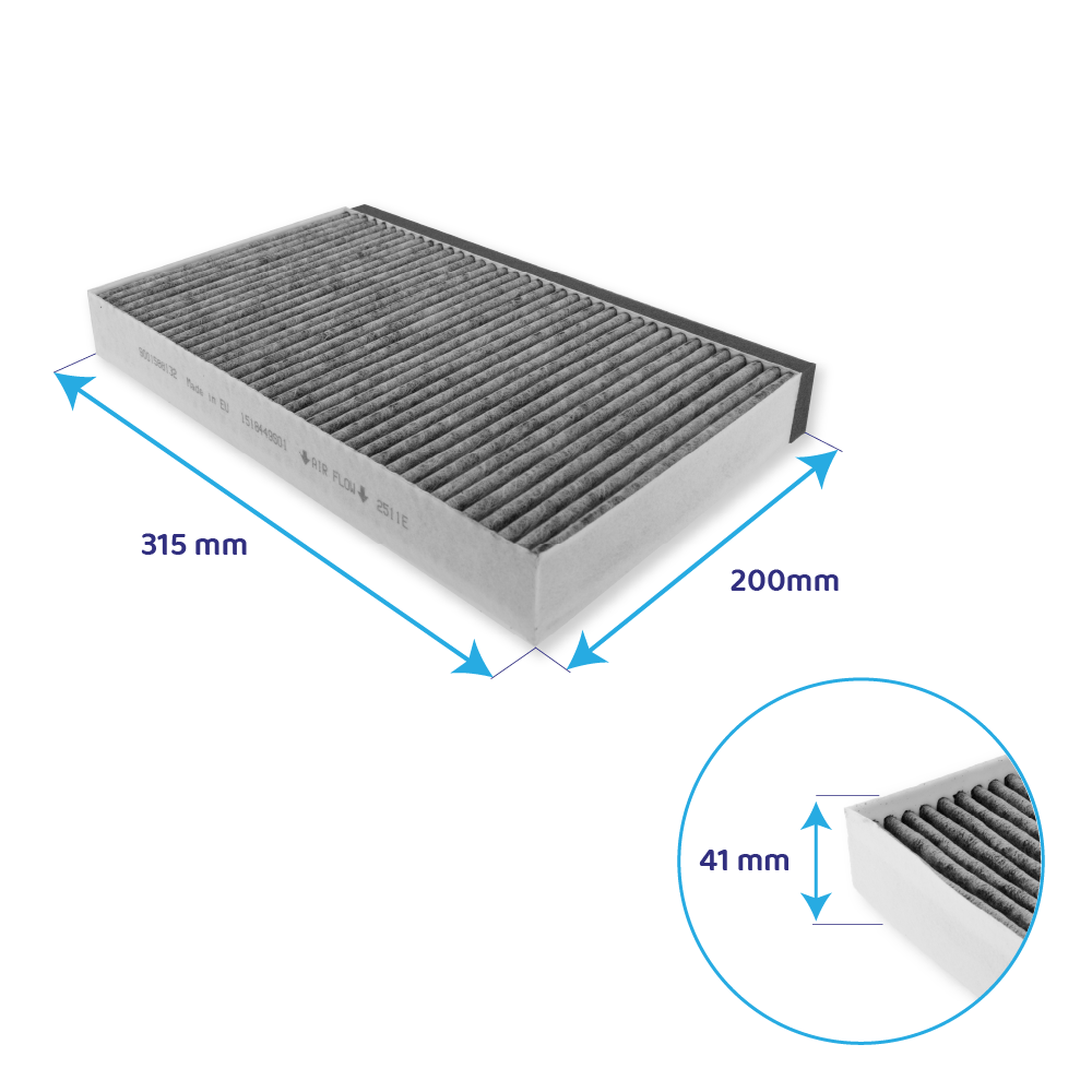 Filtro de carbono CleanAir para campana Viva 11049702 / 11026771 para una anchura de conducto de 345 mm