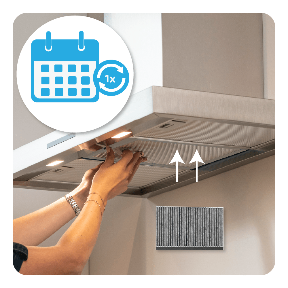 Filtro de carbono CleanAir para campana Viva 11049702 / 11026771 para una anchura de conducto de 345 mm
