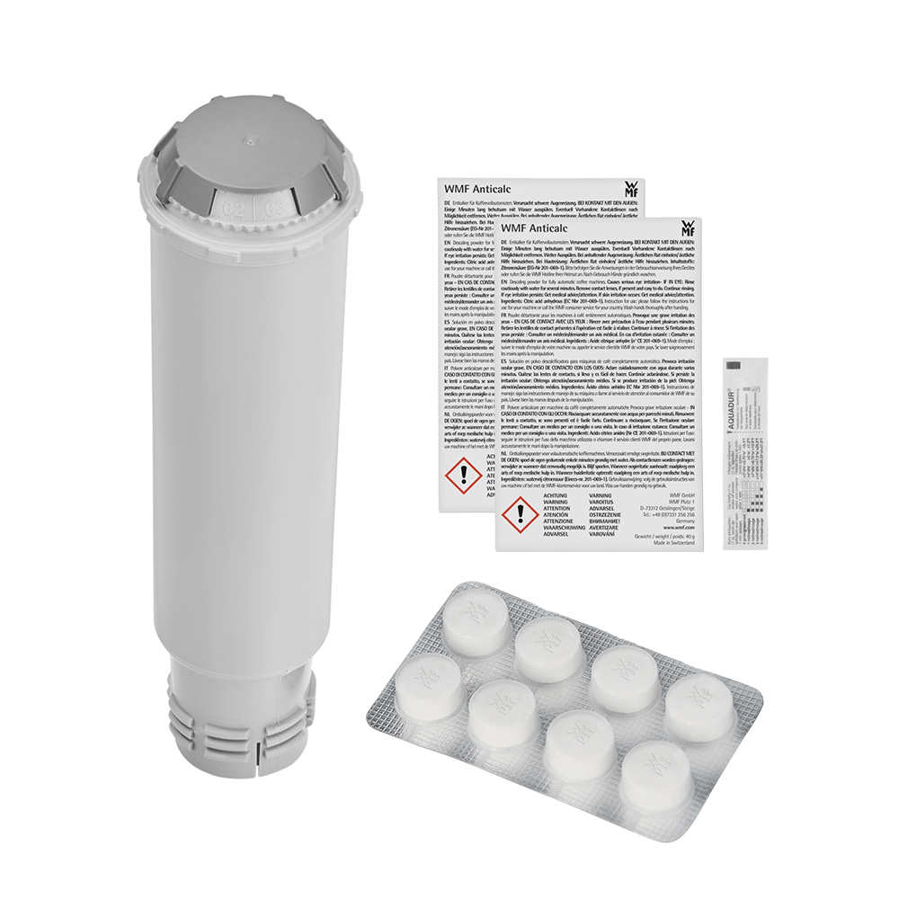 Kit de mantenimiento cafetera WMF Perfection: Filtro + Descalcificador + Pastillas de Limpieza