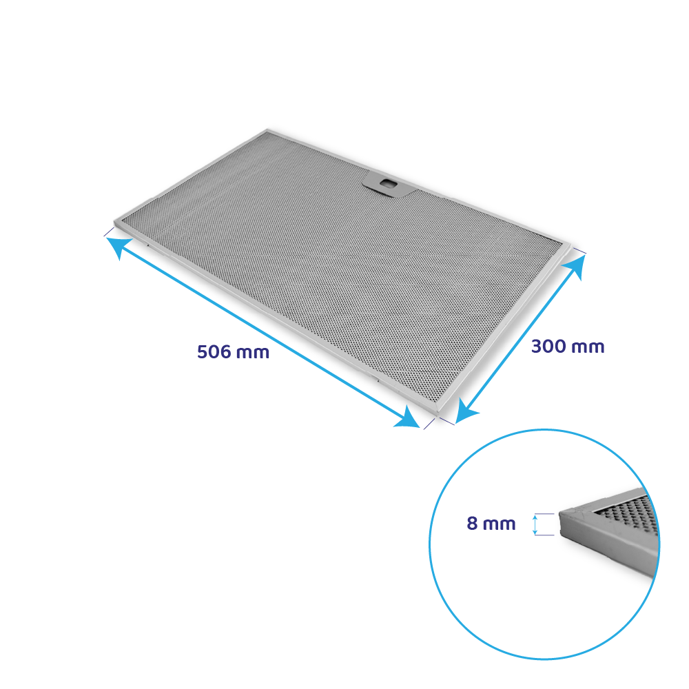 Filtro metálico 506x300x8mm compatible con Zanussi 4055135349