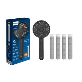 Cabezal de ducha Philips + Filtros de repuesto Negro (x4) ASH1516BK / ASH138
