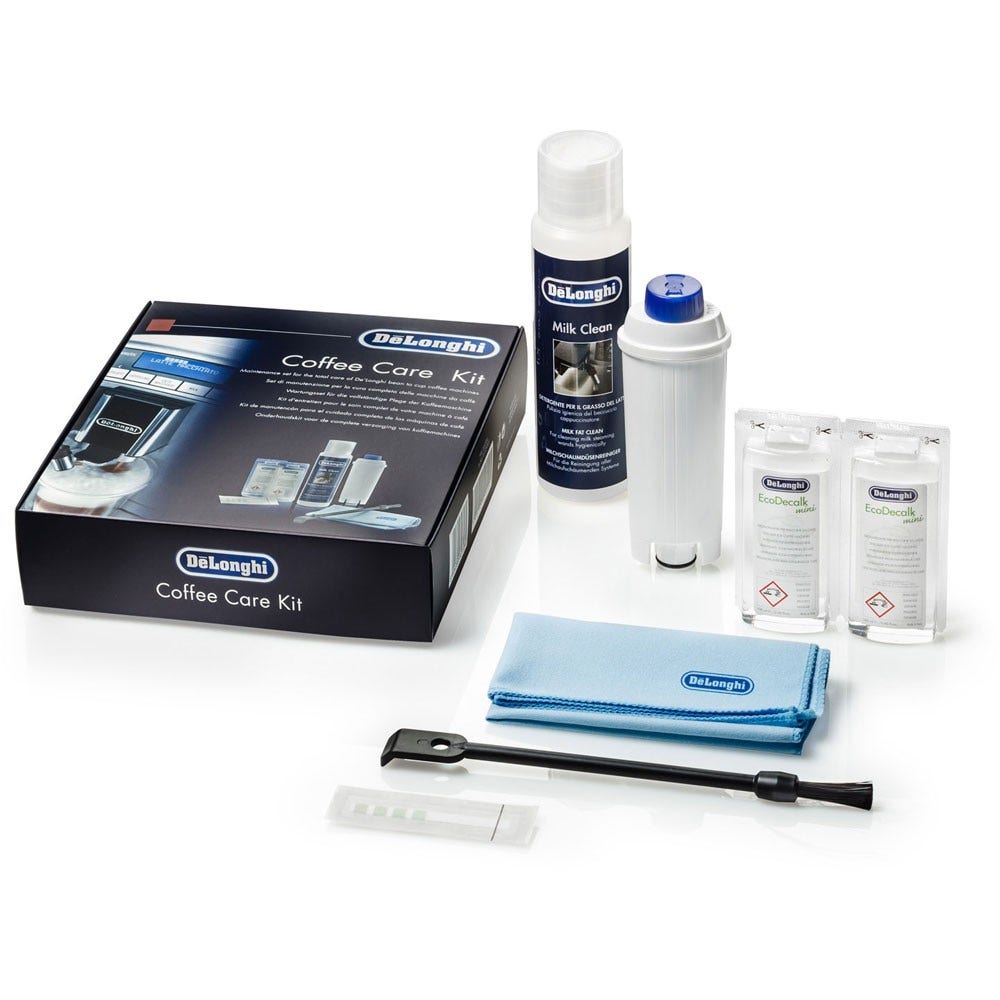 Set de mantenimiento para cafetera Delonghi DLSC306 Descalcificador + Limpiador de sistema de leche + Filtro de agua